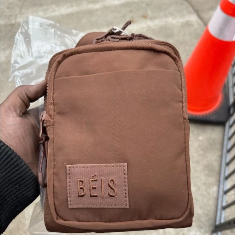 BEIS Brown Travel Crossbody Pouch